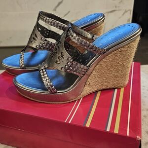 BCBGirls Silver Wedge Sandals